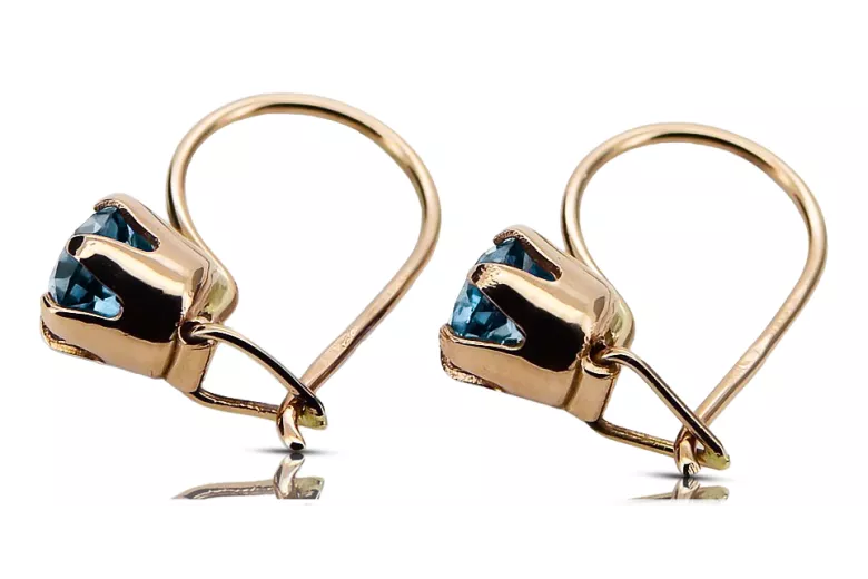 Vintage style Earrings Aquamarine Original Vintage 14K Rose Gold vec056r